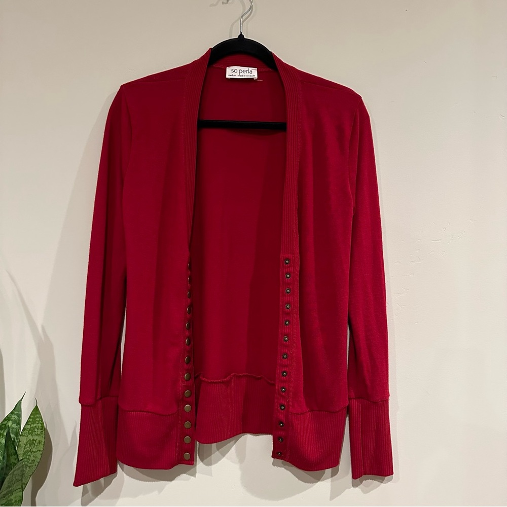 RED So Perla snap button cardigan sweater